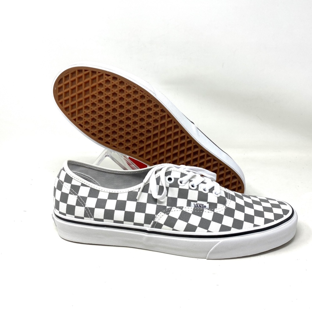 VANS Authentic Check Low Top Gray Women's Canvas Skate Sneakers Size VN0A5KRDB9J - Picture 7 of 10
